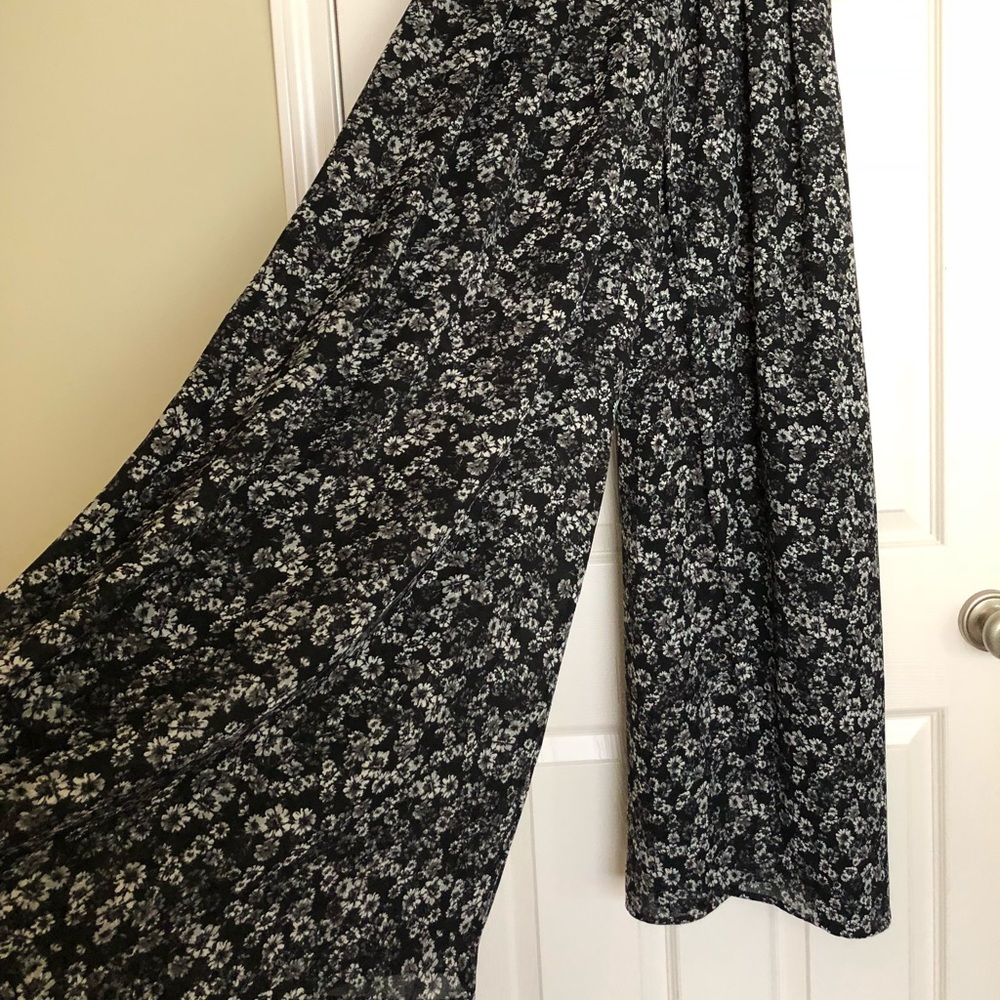 Floral palazzo pants high waisted boho wide leg XS
